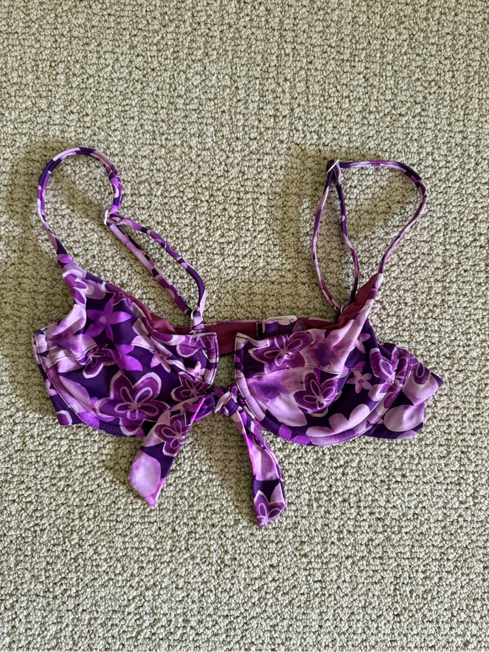 Blackbough Purple Floral Tie-Front Bikini Top